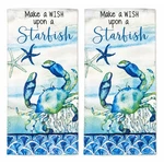 Set Of 2 Make Wish Upon Starfish Crab Terry Kitchen Towels By Kay Dee. Fixed Price $15.97.