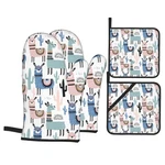 Llama Cactus Alpaca Oven Mitts And Holders Set Of 4, Mittens Pot.... Fixed Price $25.38.