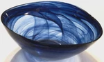 Monte Carlo Alabaster Indigo Blue Swirl Zodax TK-127 Glass Decorative Bowl 9.75". Fixed Price $35.29.