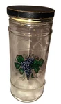 Vintage Seal Tight Glass Canister Jar Grapes Distressed Wood Lid Fun. Fixed Price $9.50.