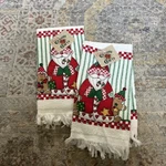 Vintage Barth Dreyfuss Of California Santa Christmas Cotton Washcloth Towels (2). Fixed Price $12.99.