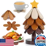 Hinpote Wooden Trivets For Hot Dishes Tree Christmas. Fixed Price $31.98.