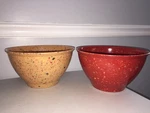 Rachael Ray Orange & Red Confetti 10" Melamine Mixing Garbage Bowl Lot X2. Fixed Price $64.00.