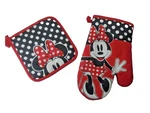 Disney Minnie Mouse Cotton 2 Piece Kitchen Oven Mitt Potholder Polka Dot Red. Fixed Price $14.99.