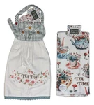 Set Of 2 Cottagecore Tea Time Terry Kitchen Towel & Tie By Kay Dee Designs. Fixed Price $19.95.