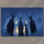 Sticker Treehead Shadows Glowing Eyes Dark Figures Front Porch Night Blue Ligh. Fixed Price $7.77.