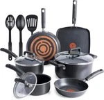 T-fal Signature 12PC Nonstick Cookware Set, Oven Safe, Dishwasher Black. Fixed Price $103.95.
