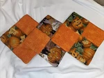 3 Hand Sewn Quilted Pot Holders For Halloween & Fall Seasons 6.5 X. Fixed Price $16.99.