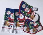 New 5 Pc Kitchen Set Christmas Santa Claus 2 Towels Oven Mitt & Pot Holders. Fixed Price $12.99.
