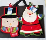 (two) 2005 Target Home Christmas Holiday Snowman Potholder & Santa Oven Mitt. Fixed Price $10.00.