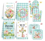 Vitalcozy 8 Pcs Easter Kitchen Towels Oven Mitts And Pot Holder Sets Happy. Fixed Price $17.99.