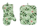 Kd Christmas Holiday Holly Damask Green Kitchen Potholder & Oven Mitt Set. Fixed Price $18.98.