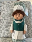 Vintage Hot Mitt King Plastic Bag Storage Green White Quilted Plaid Chef Doll. Fixed Price $17.00.