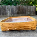 Longaberger Divided Serving Basket W Cutlery Tray Liner 2003 Usa. Fixed Price $64.50.