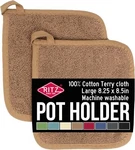Ritz Royale Collection 100% Cotton Terry Cloth Pot Holder Hot Pad Mocha 2-CT. Fixed Price $14.99.