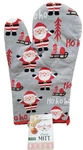 Fabric Printed Kitchen Oven Mitt (12") Christmas, Santas On Grey, Ho, Hs. Fixed Price $8.99.