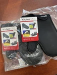 Two Browne 10 3/4" Conventional Safety Oven Mitts - Flxaprene , Black (5432202). Fixed Price $30.00.