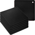 Homedge Silicone Square Trivets Mat, 6 Packs Multipurpose Non Slip Heat Black. Fixed Price $15.78.