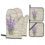 Lavender Flowers Elegant Postcard Vintage Oven Mitts And Pot Holders Sets Of .... Fixed Price $20.97.