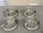 Set Of 4 Blomus Sablo Ceramic Stoneware Tea Cups & Saucers - Cloud. Fixed Price $75.00.