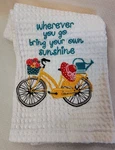 Kay Dee Embroidered Kitchen Towel*country Flowers & Bicycle*plush Waffle Weave*w. Fixed Price $11.20.