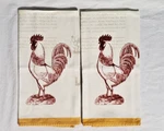 2 Williams-sonoma Chicken Rooster Red Cream Kitchen Towels Hand. Fixed Price $24.99.