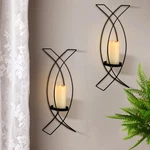 Vesici Candle Sconces Set Of Two Metal Wall Holder Mounted Black. Fixed Price $34.52.