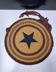 Chair Pads (set Of 2) Braided Jute Navy Star Burgundy Tan Primitive Decor Vhc. Fixed Price $27.99.