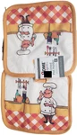 Set Of 2 Same Printed Pot Holders (7"X7") Fat Chef The Kitchen,tan,hg. Fixed Price $8.99.