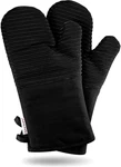 Oven Mitts Pair, Black - Flexible, 100% Cotton With Unique Heat Resistant Food G. Fixed Price $31.92.