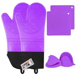 Silicone Oven Mitts And Pot Holders Sets, Mtzrfll Extra Long Heat Purple. Fixed Price $31.18.