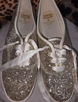 Keds For Kate Spade New York Gold Glitter Lace Up Round Toe Leather Flats Size 8. Fixed Price $45.00.