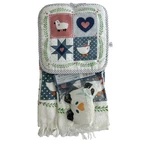 Vintage Cottage Core 1990'S Blue Country Goose Sheep Kitchen Towel Pot Holder. Fixed Price $22.50.