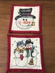 Set Of 2 Christmas Winter Snowmen Pot Holders Handmade. Fixed Price $6.08.