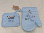 Rae Dunn Blue Happy Easter Y'all Kitchen Oven Mitt & Potholder Set Butterfly Nwt. Fixed Price $19.99.