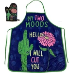My Two Moods Hello Will Cut You Funny Flower Cactus Graphic Novelty Kitchen. Fixed Price $33.99.