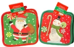 4 Christmas House Holiday Pot Holders 2-PACK With Santa & Snowman Prints 7"X7". Fixed Price $9.99.