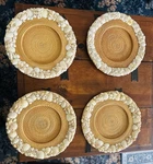 Pottery Barn Sea Shell Rimmed Rattan Charger Beach Hand Woven 15 , Set 4. Fixed Price $180.00.