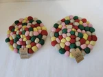 Creative Co-op Handmade 8 Multicolor Wool Felt Ball Round Trivets Nwt. Fixed Price $40.00.