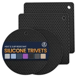 Silicone Trivet Mats 4 Heat Resistant Pot Holders Multipurpose Non-slip Black. Fixed Price $16.99.