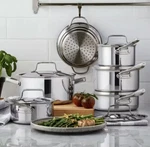 Paderno Canadian Professional Clad 12-PC Cookware Set, Oven & Dishwasher Safe. Fixed Price $587.25.