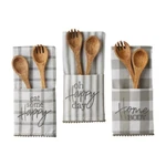 Mud Pie E1 26"X18" Happy Towel & Salad Utensils Set 41500161 Choose Design. Fixed Price $17.24.