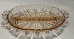 Vintage Pink Relish Nut Dish Divided W/ Handles Oval 12" Depression Style Glass. Fixed Price $14.50.