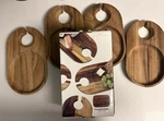 Wine Appetizer Plate With Glass Holder Acacia Set Of 4 Ironwood Gourmet. Fixed Price $20.00.