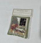 New Alice's Cottage Original Spiced Mug Mat Hot Pad Wren Holiday Cat 10" X. Fixed Price $6.99.