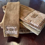 Vintage Burlington Towel Set Brown Geometric Bath, Hand & Washcloth 5 Pc. Fixed Price $54.95.