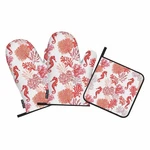 Tropical Corals Oven Mitts And Pot Holders Sets Sea Horse Red Tone Painting H.... Fixed Price $25.04.