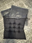 Set Of 3 Black Pin Tuck Kitchen Chair Seat Pads With Tie Straps New. Fixed Price $18.95.