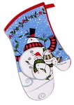 Holly Jolly Holiday Snowman Family Oven Mitt 7X12 Inches By Kay Dee Designs. Fixed Price $5.99.