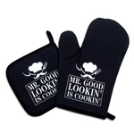 Mr.good Looking Is Cooking,funny Oven Mitts And Pot Holders Sets Of 2,SILICON.... Fixed Price $25.04.